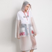 Прозрачный женский плащ от дождя "Love Rain" Minshen белый с принтом (р-р S)