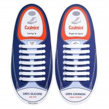 Шнурки силиконовые Coolnice Белые прямые "7+7 One size" 