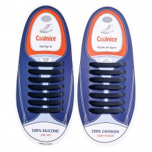 Шнурки силиконовые Coolnice Черные прямые "7+7 One size" 