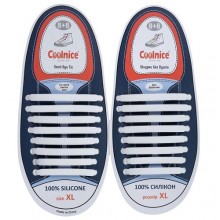 Силиконовые шнурки Coolnice XL очень большие 8+8 Белые (XL10)
