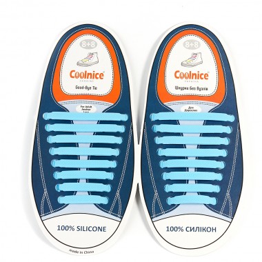 Силиконовые шнурки Coolnice В08 "8+8" Голубые