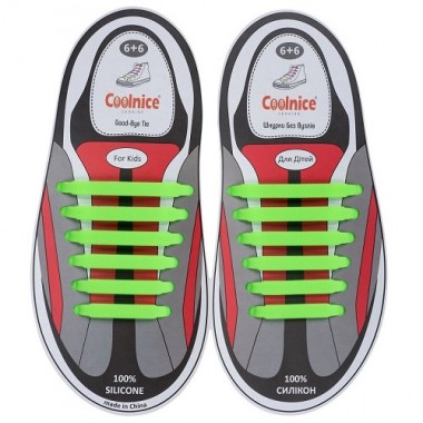 Силиконовые шнурки Coolnice для детской обуви 6+6 Салатовые (Д13)