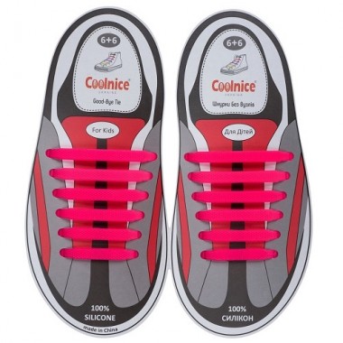 Силиконовые шнурки Coolnice для детской обуви 6+6 Розовые (Д09)
