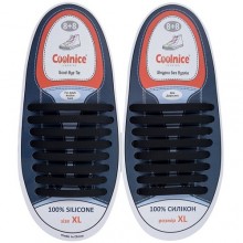 Силиконовые шнурки Coolnice XL очень большие 8+8 Черные (XL01)