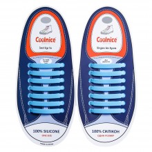 Шнурки силиконовые Coolnice Голубые прямые "7+7 One size" 