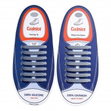 Шнурки силиконовые Coolnice Серые прямые "7+7 One size" 