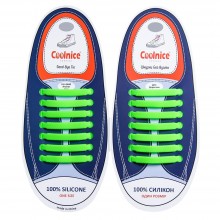 Шнурки силиконовые Coolnice Зелёные прямые "7+7 One size" 