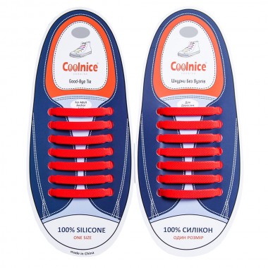 Шнурки силиконовые Coolnice Красные прямые "7+7 One size" 
