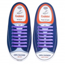 Шнурки силиконовые Coolnice Фиолетовые прямые "7+7 One size" 