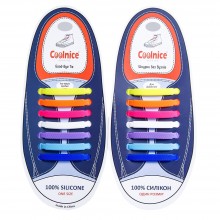 Шнурки силиконовые Coolnice Разноцветные прямые "7+7 One size" 