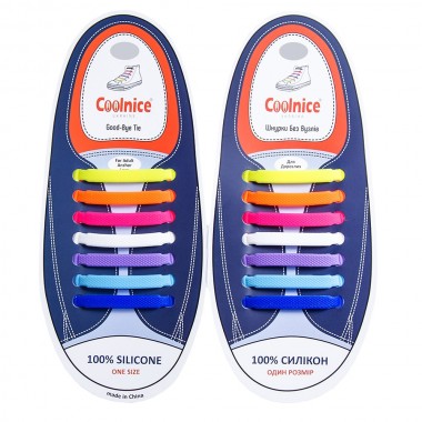 Шнурки силиконовые Coolnice Разноцветные прямые "7+7 One size" 