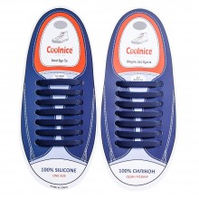 Шнурки силиконовые Coolnice Тёмно-синие прямые "7+7 One size" 